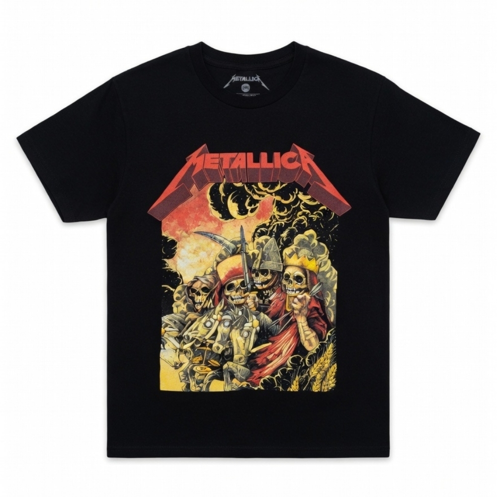 Metallica Band Tee - Epic Four Horsemen Skeletons Graphic Black T-Shirt